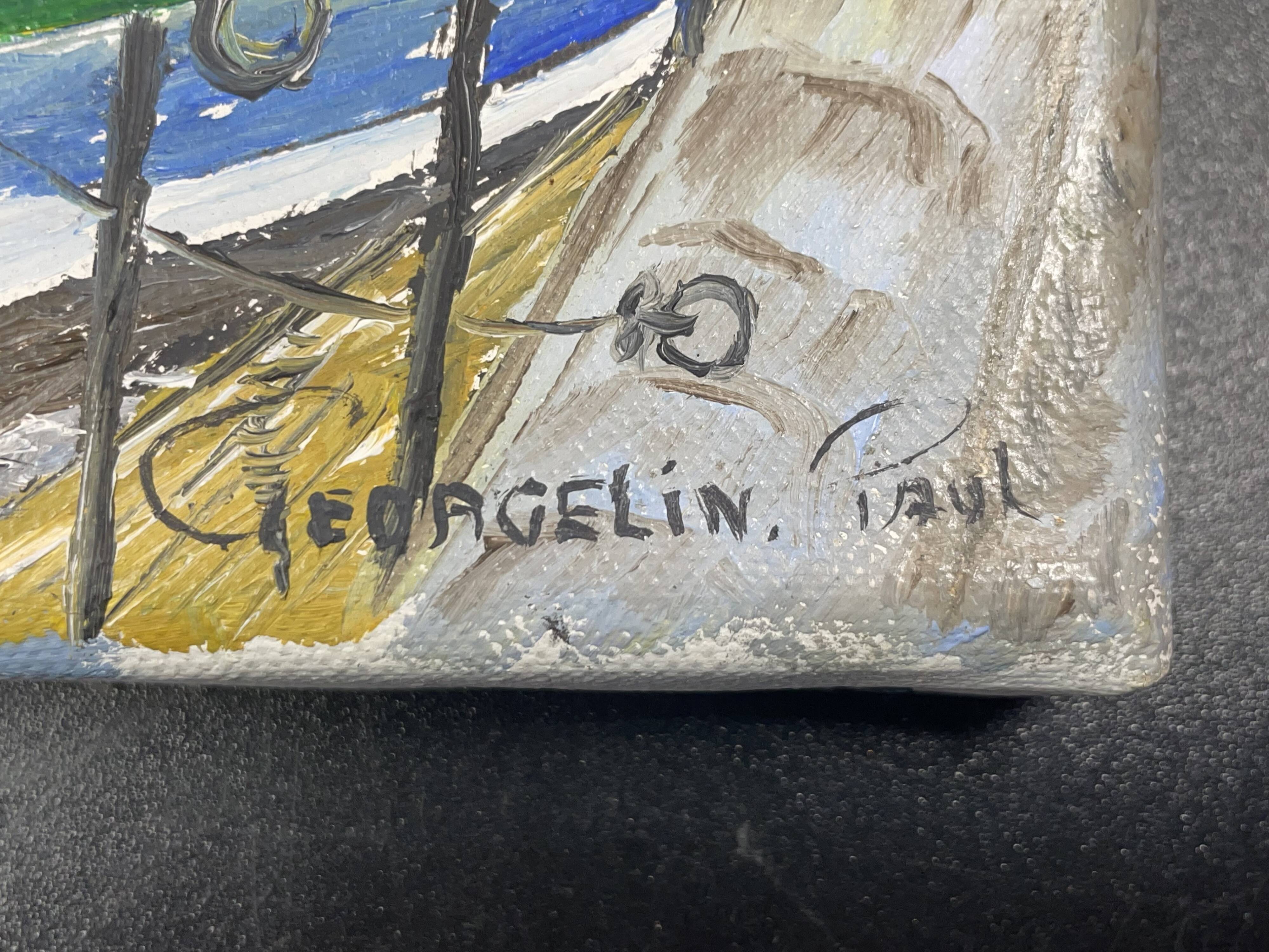 Pair of marine pendant oil on canvas, Paul Georgelin Côte d'Armor