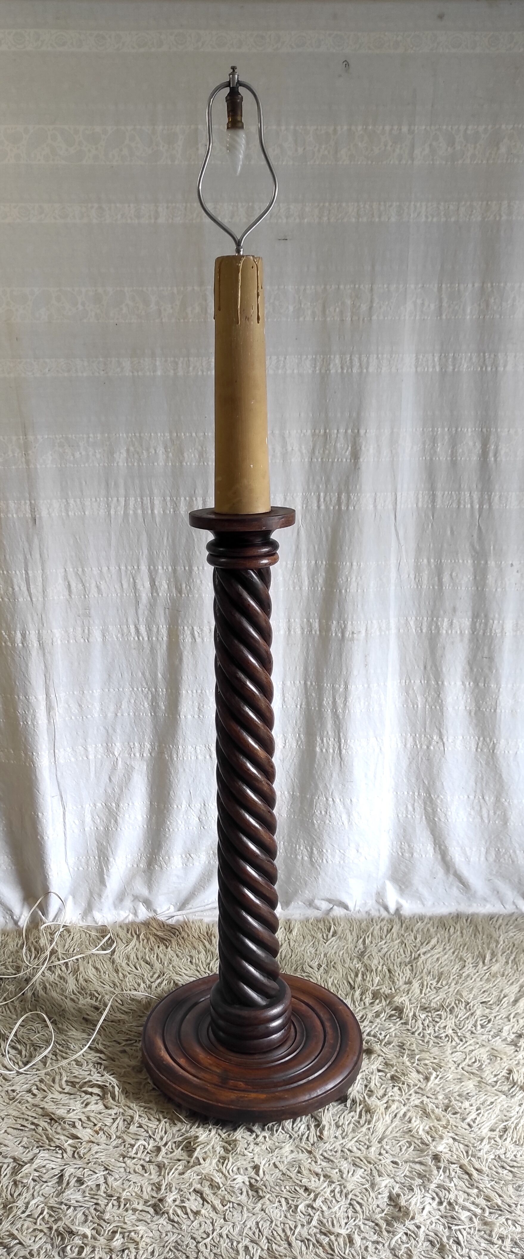 Turned wooden floor lamp – 40s/50s