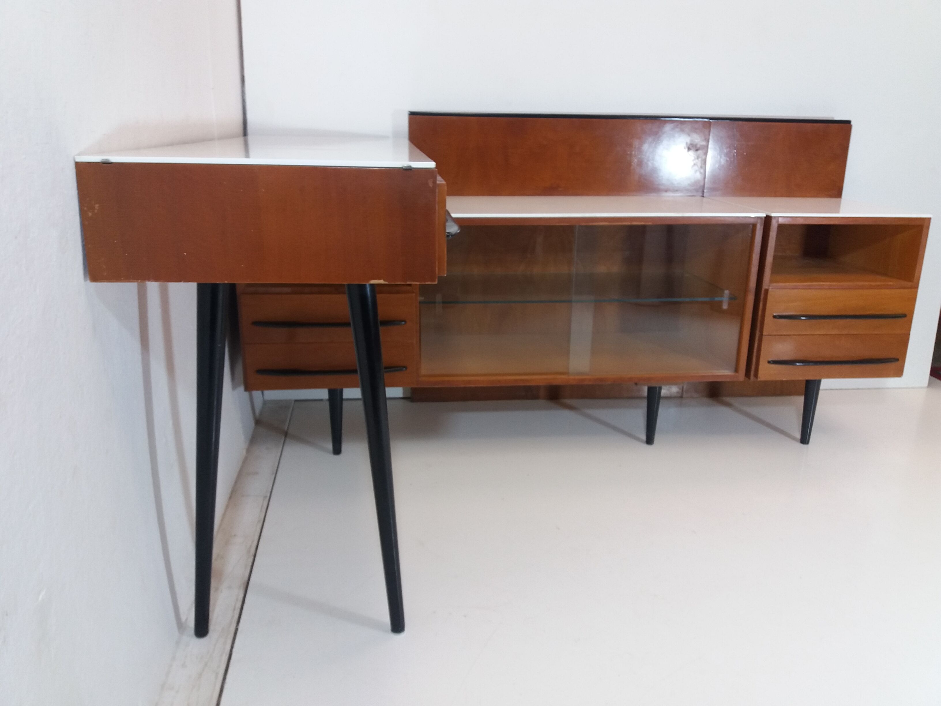 Chest of drawer and writing desk designed by Mojmít Požár, 1960's.
