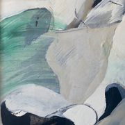 Mid-Century Modern "Flux" Swedish Vintage Abstract Oil Painting, Framed