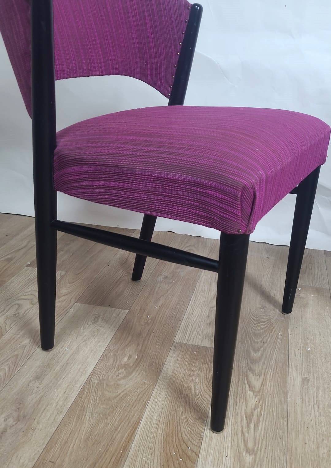 4 vintage chairs in purple fabric