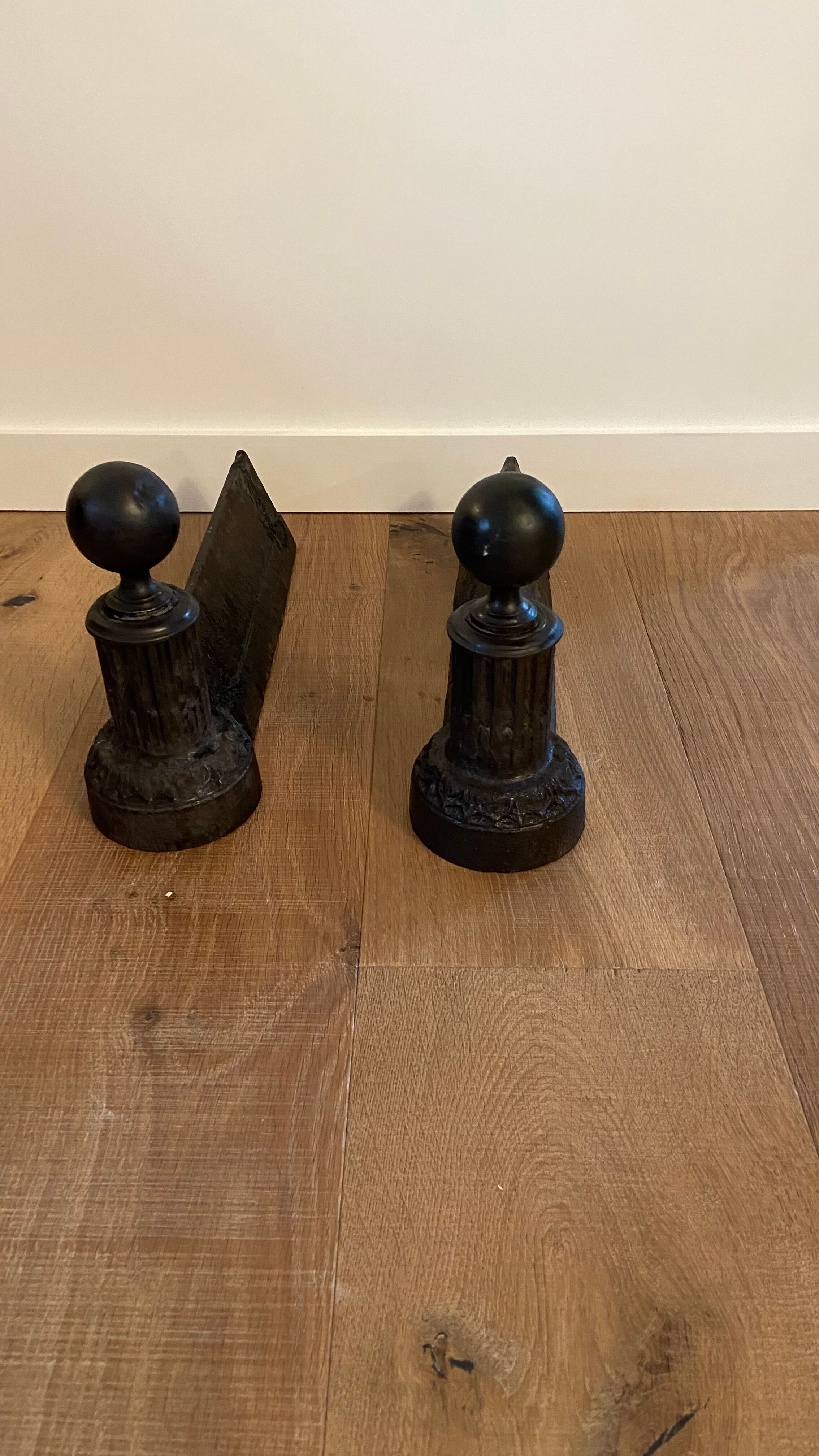 Pair of nineteenth cast and bronze chenets