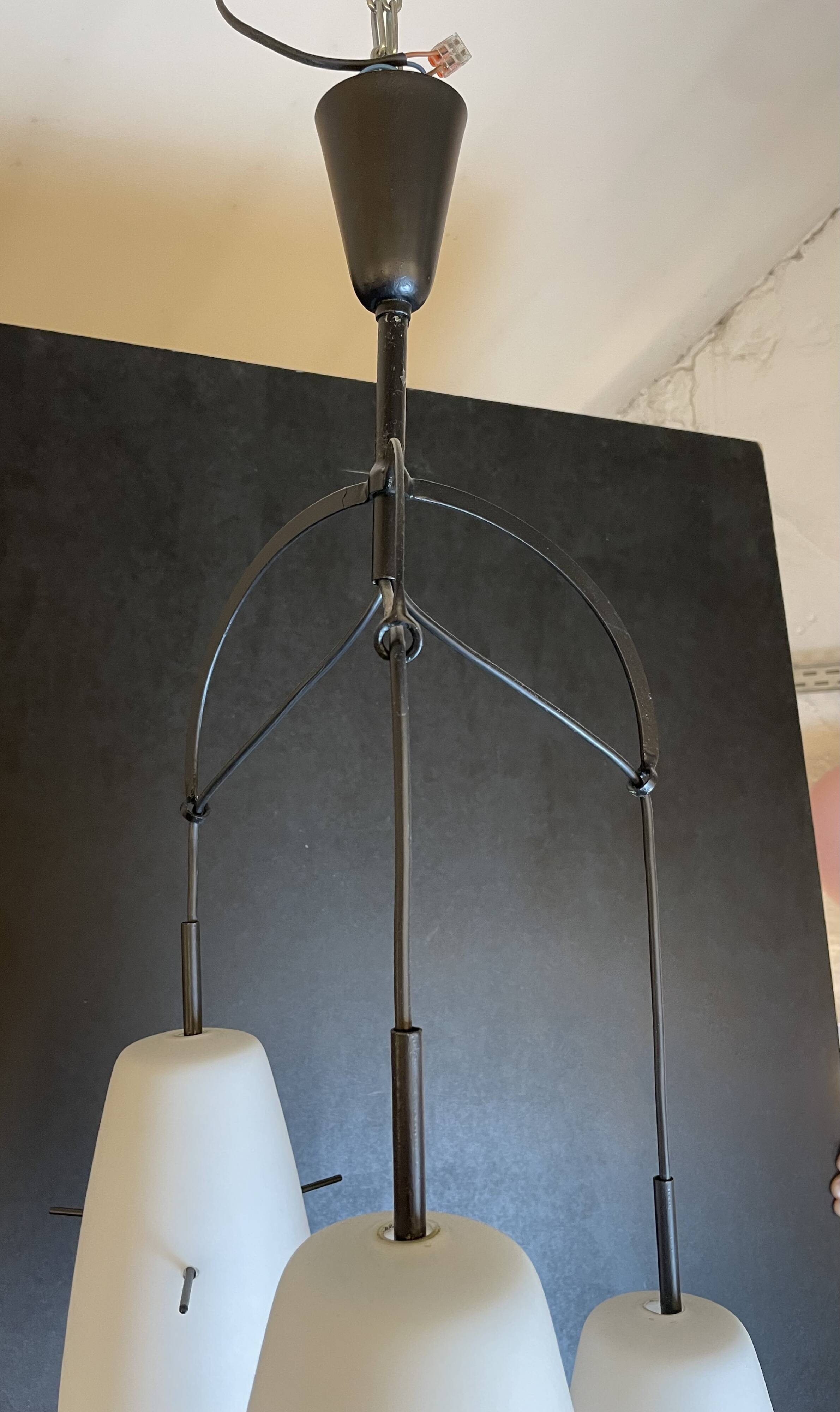 Italian Opaline Pendant Lamp, 1950s