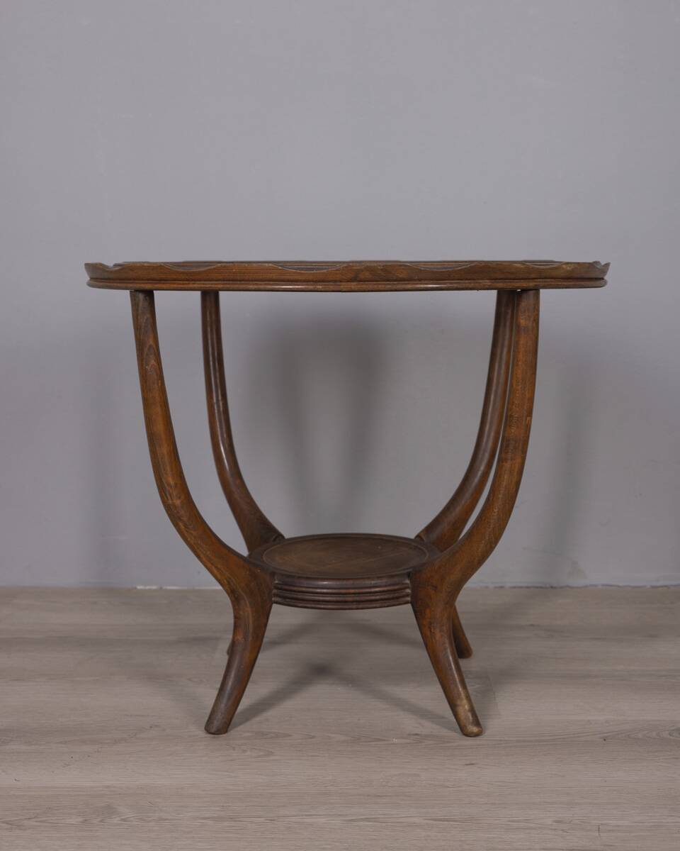 Vintage 1950s wood and glass coffee table, italian design