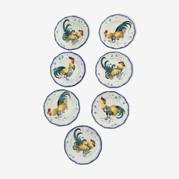 Assiettes plates "les Coqs" Luneville