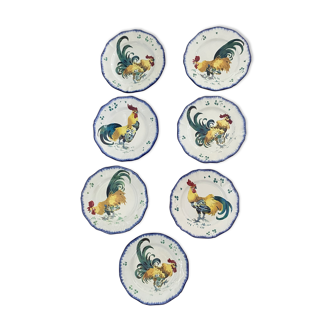 Assiettes plates "les Coqs" Luneville