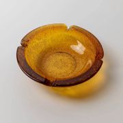 Amber Glass Ashtray - Vintage Textured Glass, Italy 1980s, Decorative Retro Gift