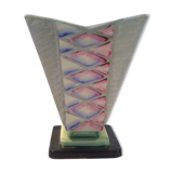 Hand painted art deco vase by Myott and son with flower holder in the centre