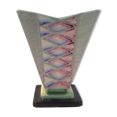 Hand painted art deco vase by Myott and son with flower holder in the centre