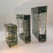 1970s very Rare Set of 3 Book shaped Ashtrays in Murano Glass by Antonio Im