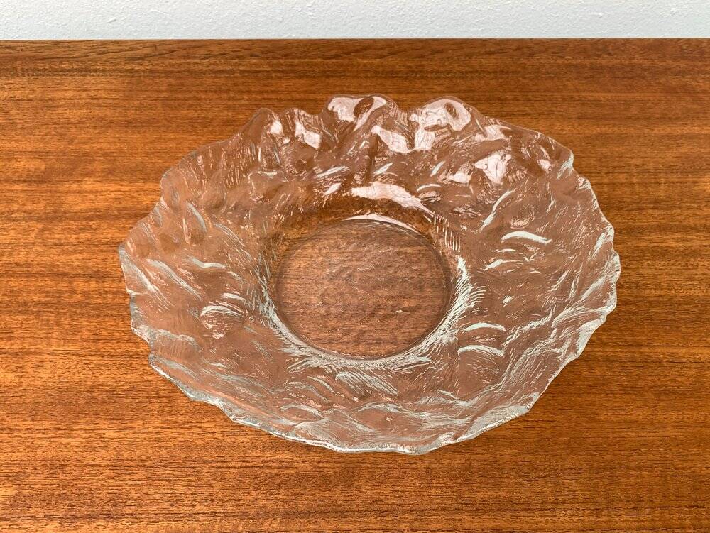 Vintage frosted glass bowl, 1970s.