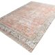 7x11 Salmon Pink & Blue Vintage Persian Rug, Large Floral Rustic Decor