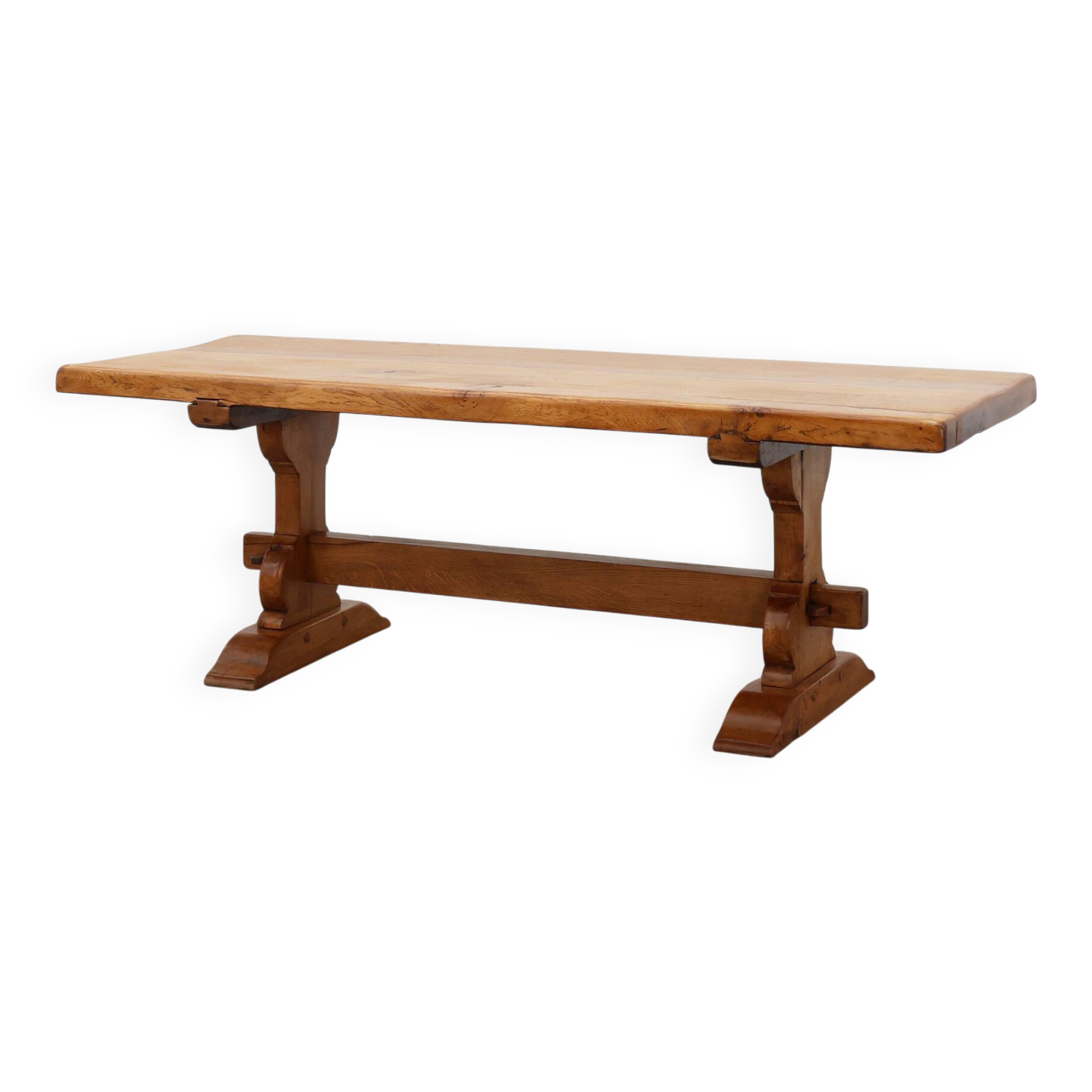 Rustic 20th century solid oak dinner table, France