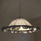 Suspension Emilia, pleated lampshade with frills, blue stripes.