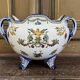 Gien earthenware cache pot from the late 19th century with Renaissance decoration.