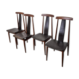 Set of 4 teak and leather dining chairs, Denmark 1960s