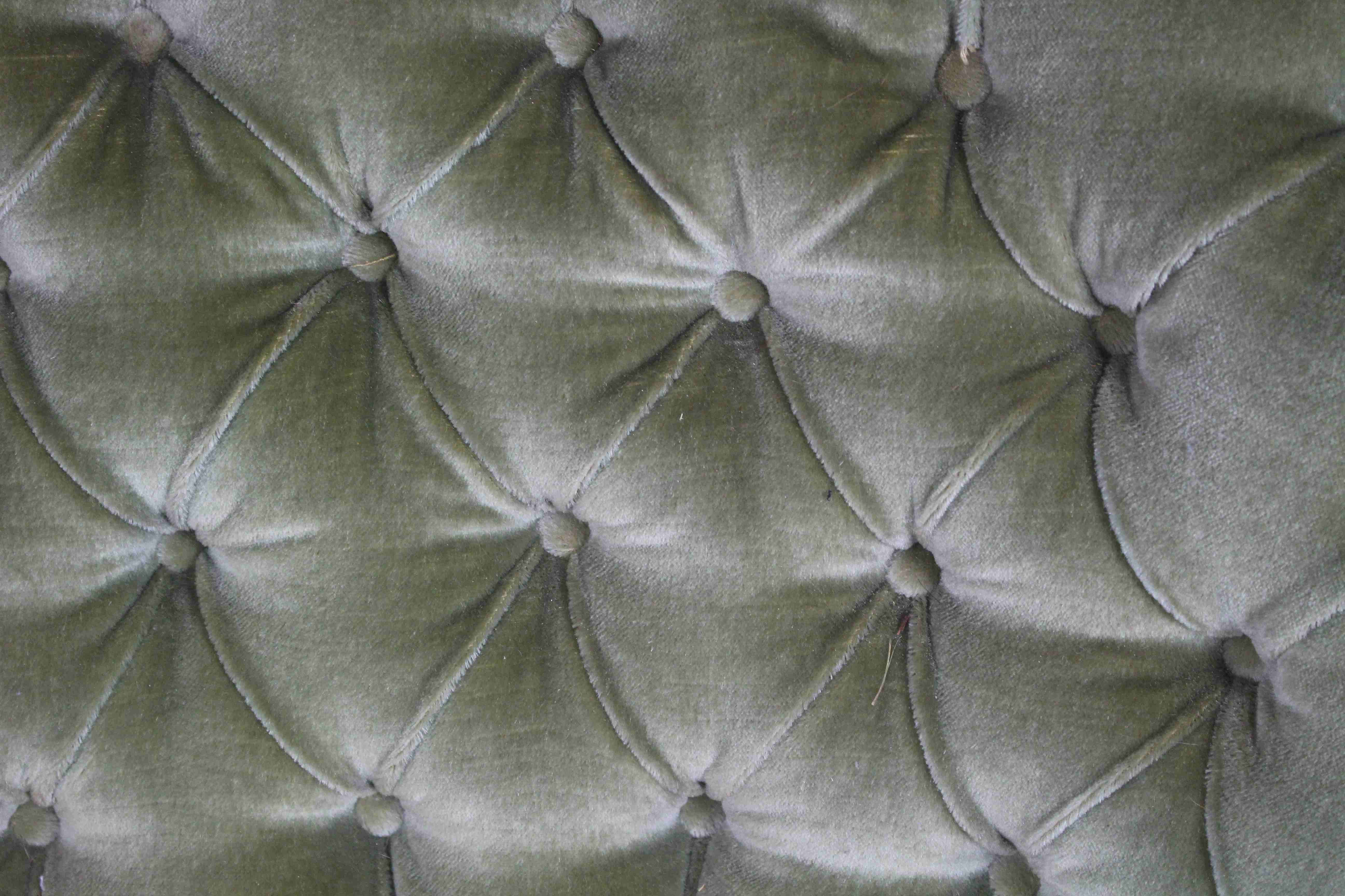 1940s Danish Curved Green Buttoned Sofa