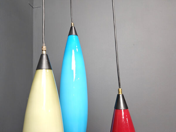 Luminaires suspendus en verre vintage par Vistosi, années 1970.