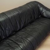 Black leather sofa, Italian design, 1960s, production: Italy