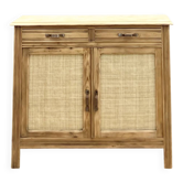 Old Parisian buffet in raw solid wood and natural caning.