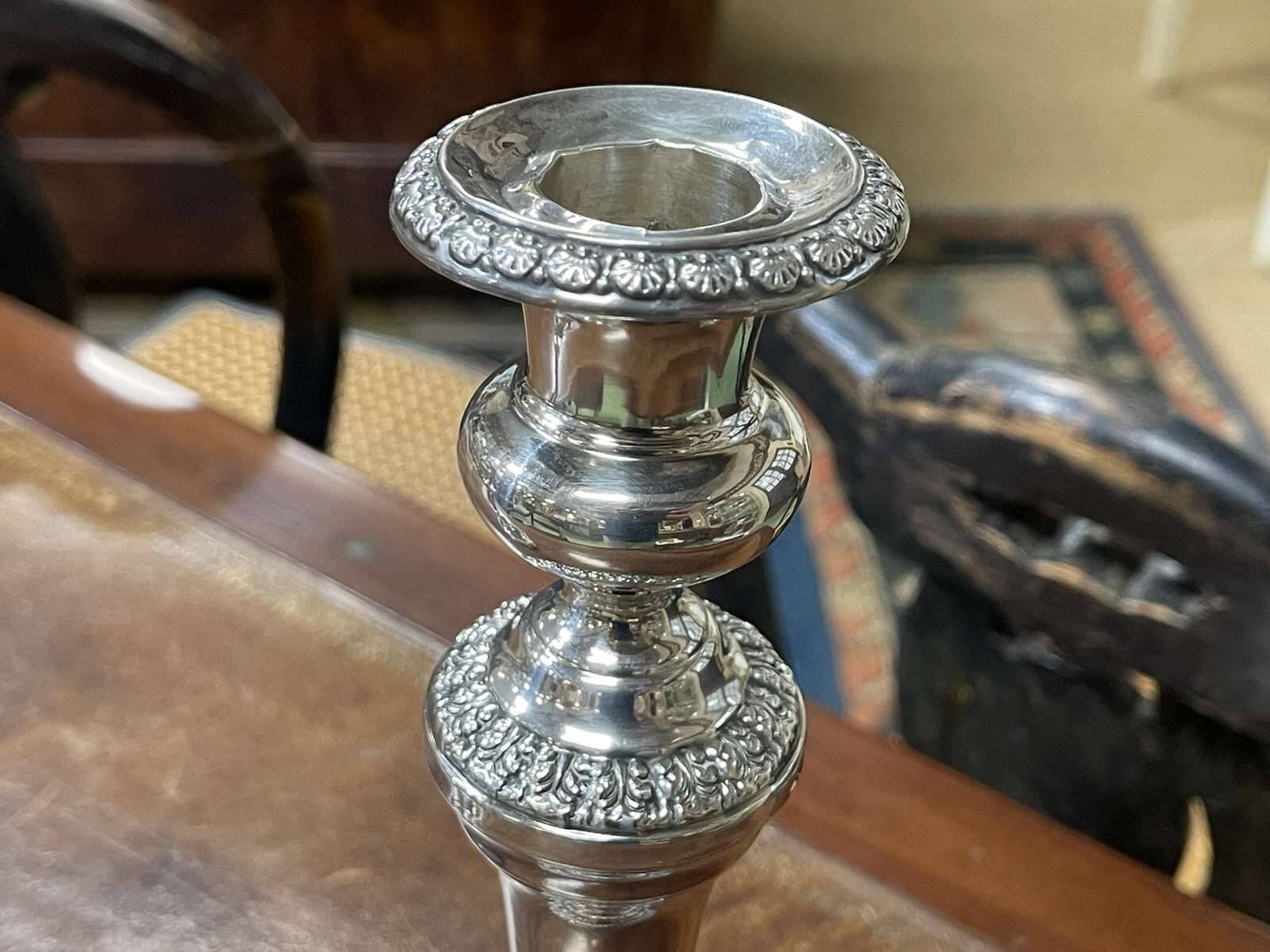 Pair of silver metal candlesticks - early 20th century
