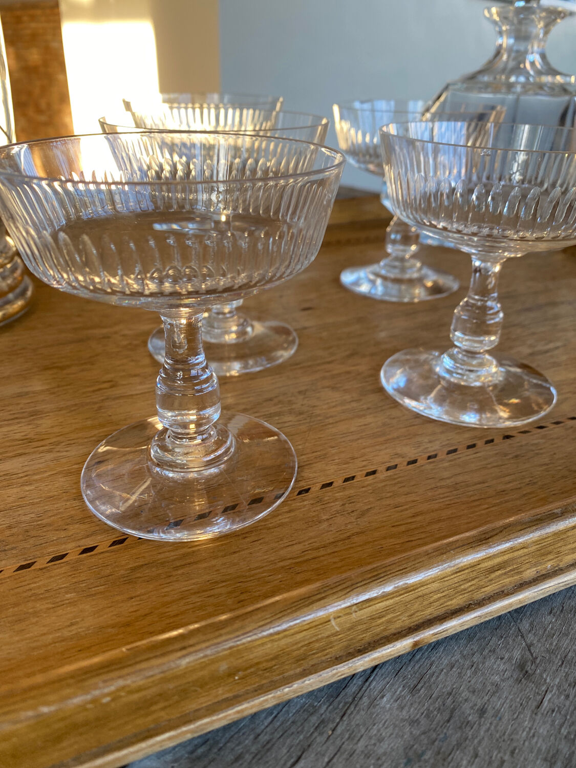 5 crystal champagne glasses