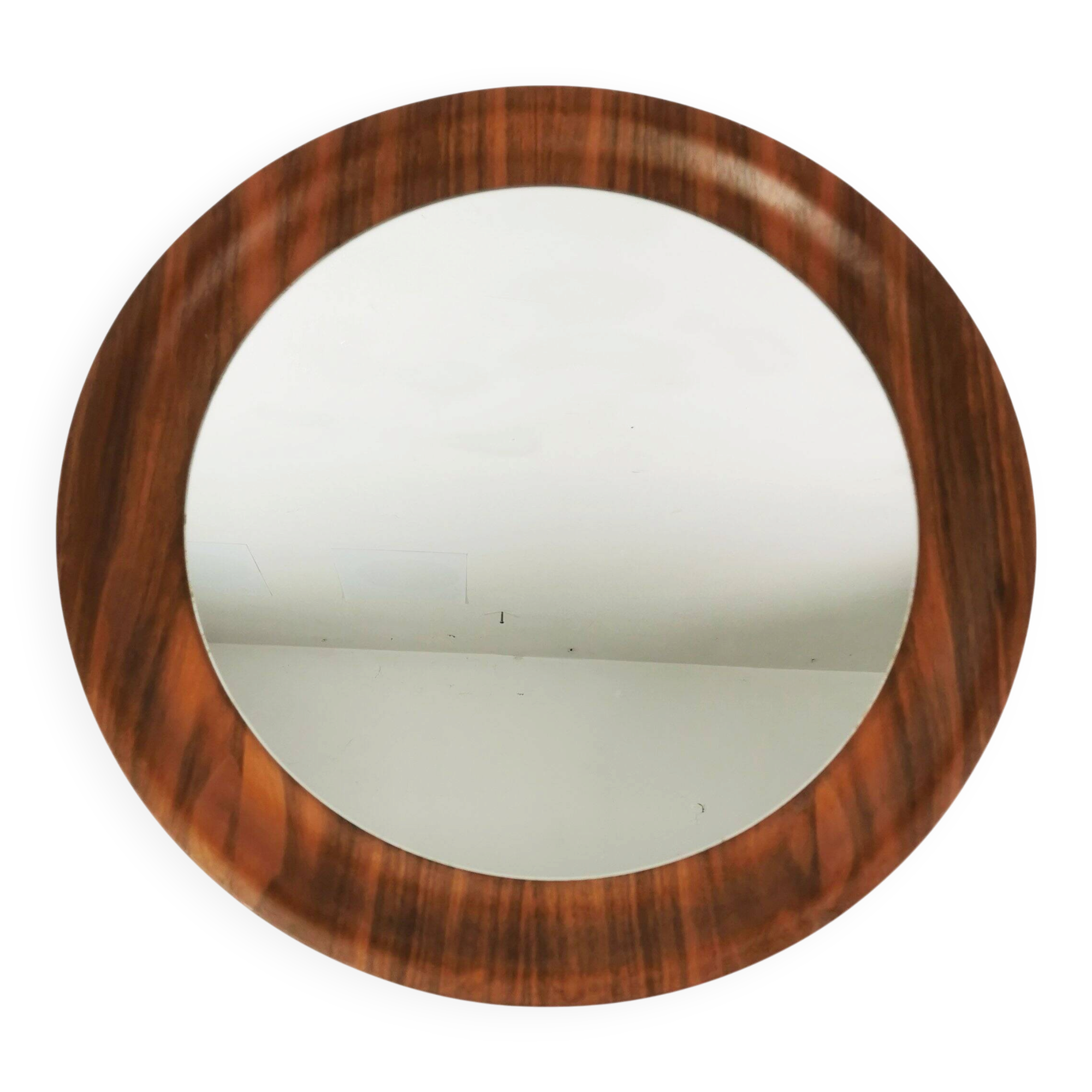 Mid Century Teak Round Wall Mirror, Denmark, 1960s