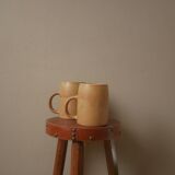 Duo in ceramic stoneware vintage mugs handcrafted Scandinavian country decoration