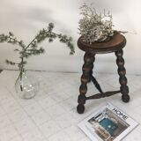 Turned wooden tripod farm stool