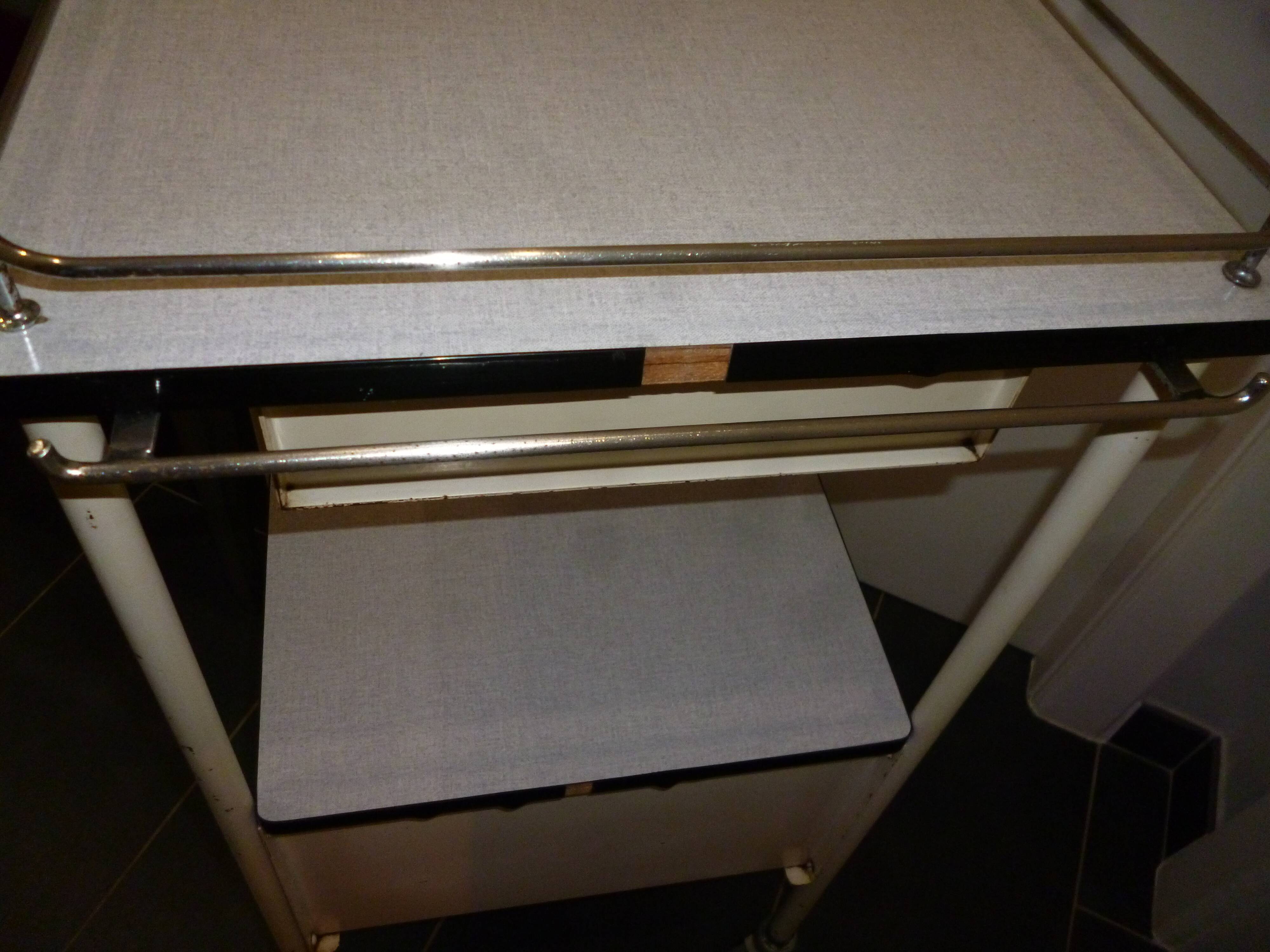 Old bedside on wheels