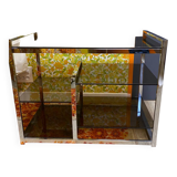 Vintage 70s chrome and smoked glass console