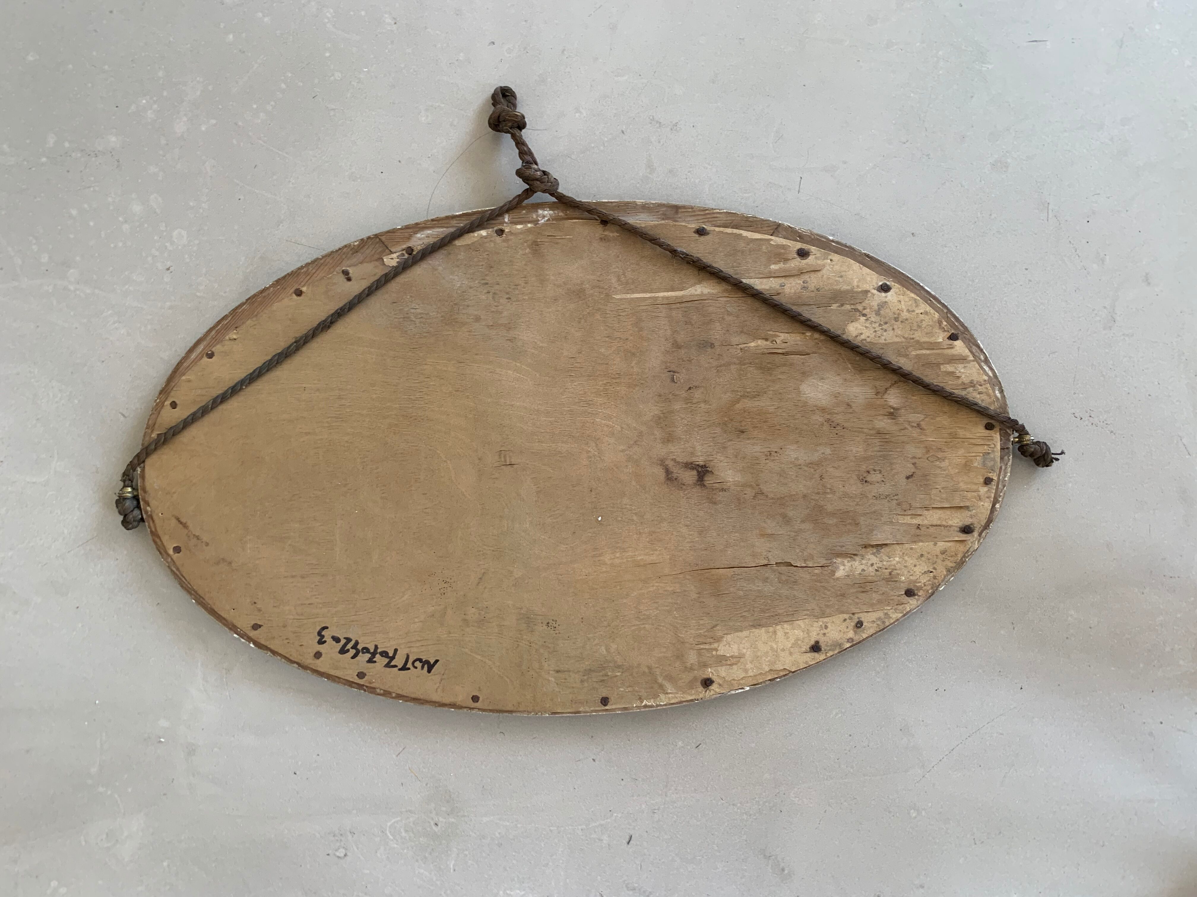 Antique beveled oval mirror 65cm