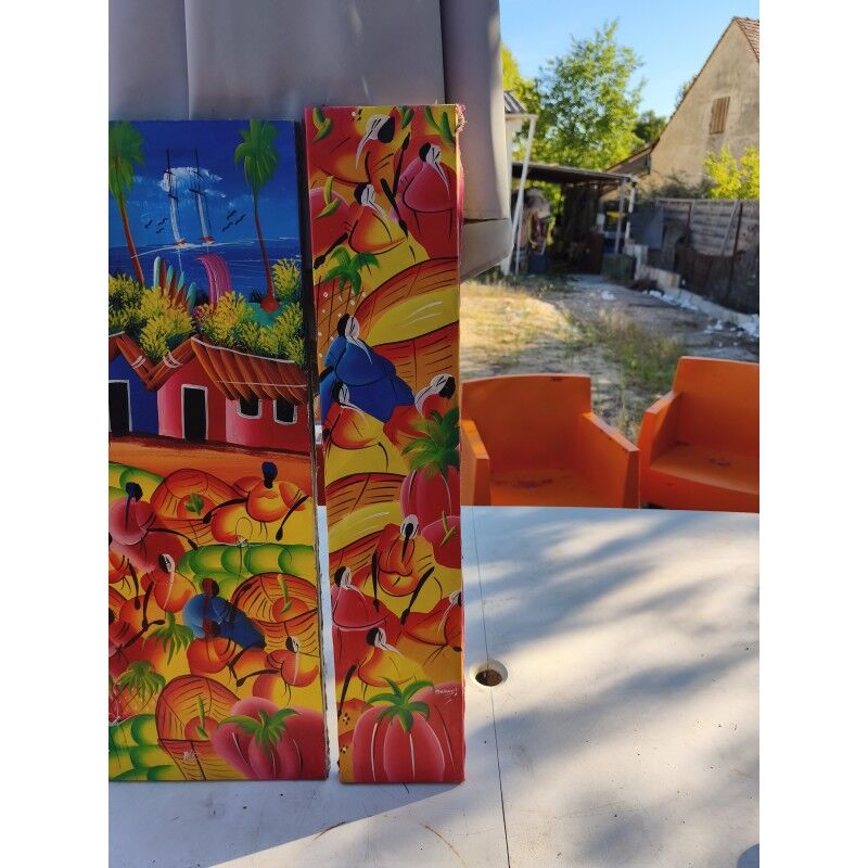 2 tableaux à l'huile sur toile haïtienne