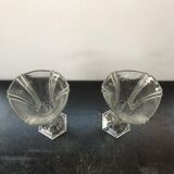 Paire de vases ancien style art déco verre moulé vintage