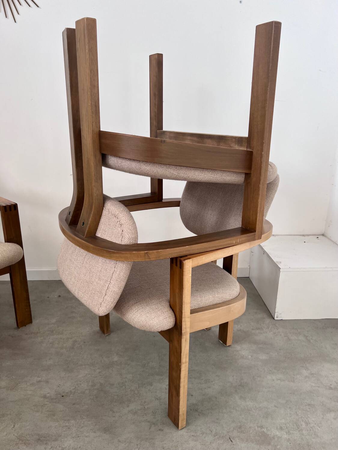 4 old armchairs Italian design chairs 70s vintage curved wood