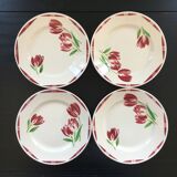 Set of 4 tulip-decorated plates