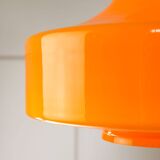 Mid-Century Italian Orange Glass & Brass Pendant Lamp