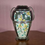 Ceramic vase with silver frame, vase signed by Argyl, Art Nouveau vase, art deco, collection