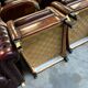 Set of 2 characterful, comfortable armchairs made of sheepskin leather with a sleek Art Deco design