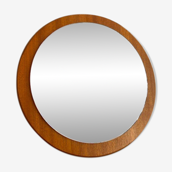 Miroir rond en teck vers 1960