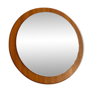 Miroir rond en teck vers 1960