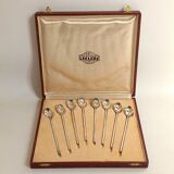 Box of 8 spoons silver metal cocktail straw 30s