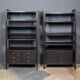 Striking 20thc italian ebonised etageres with open back & storage c.1970