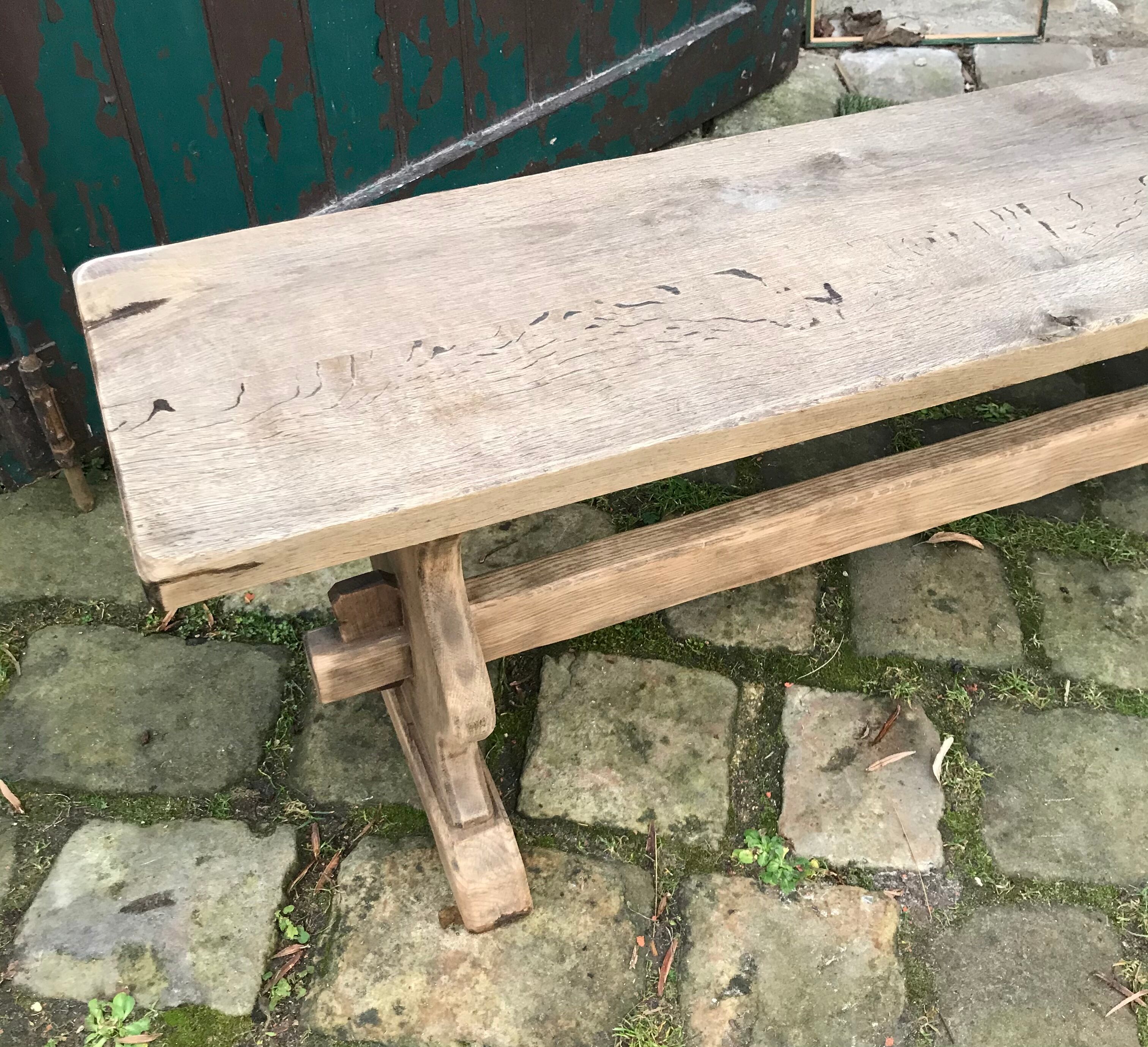 Solid oak bench stripped 3m