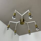 Large brass italian cubic sputnik ceiling light flush mount, italy, 1960s