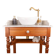 Antique washbasin cabinet in solid pitch pine with a white marble top.