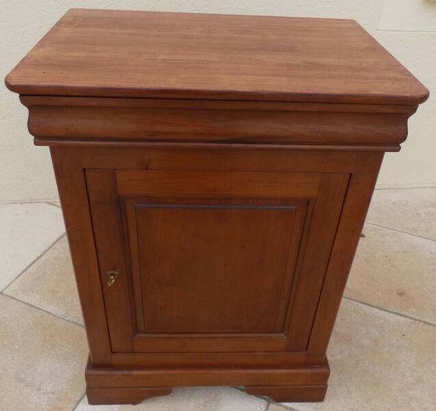 Large jam jar in solid cherry wood with its secret drawer and one door