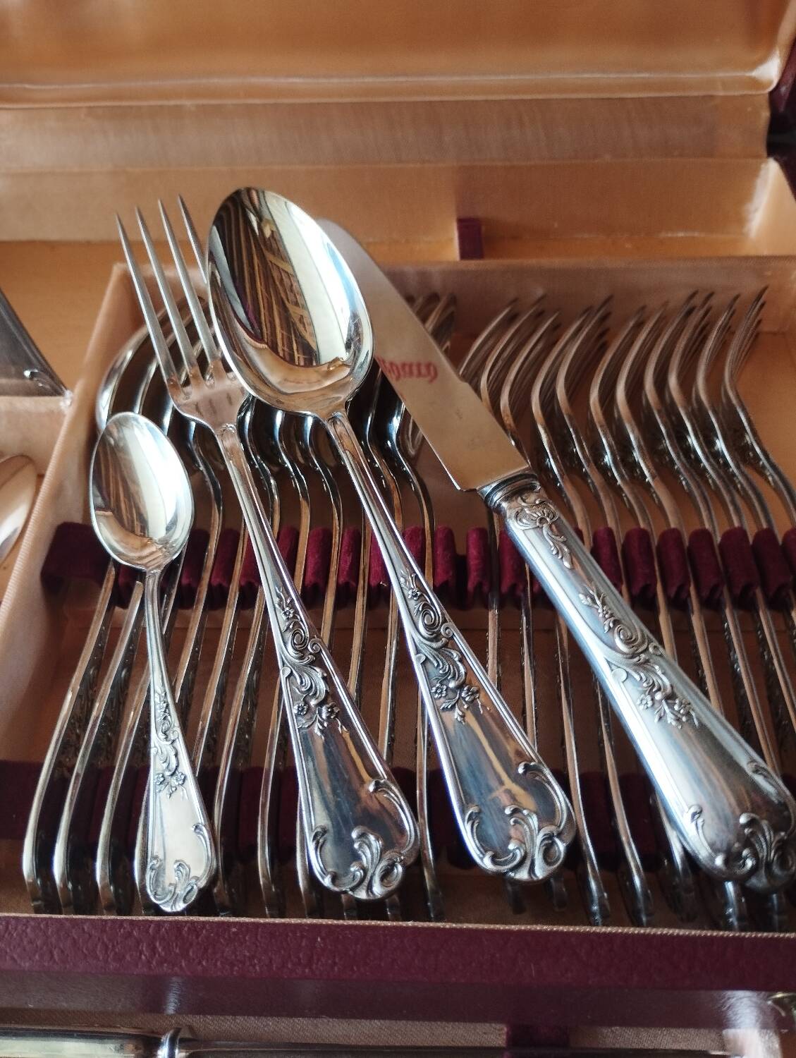 Cutlery set 49 pieces silver metal rocaille model St Médard