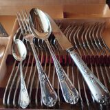 Cutlery set 49 pieces silver metal rocaille model St Médard