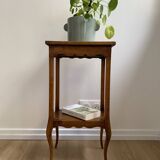 Small bedside table, nightstand, two-top ash plant stand with discreet drawer